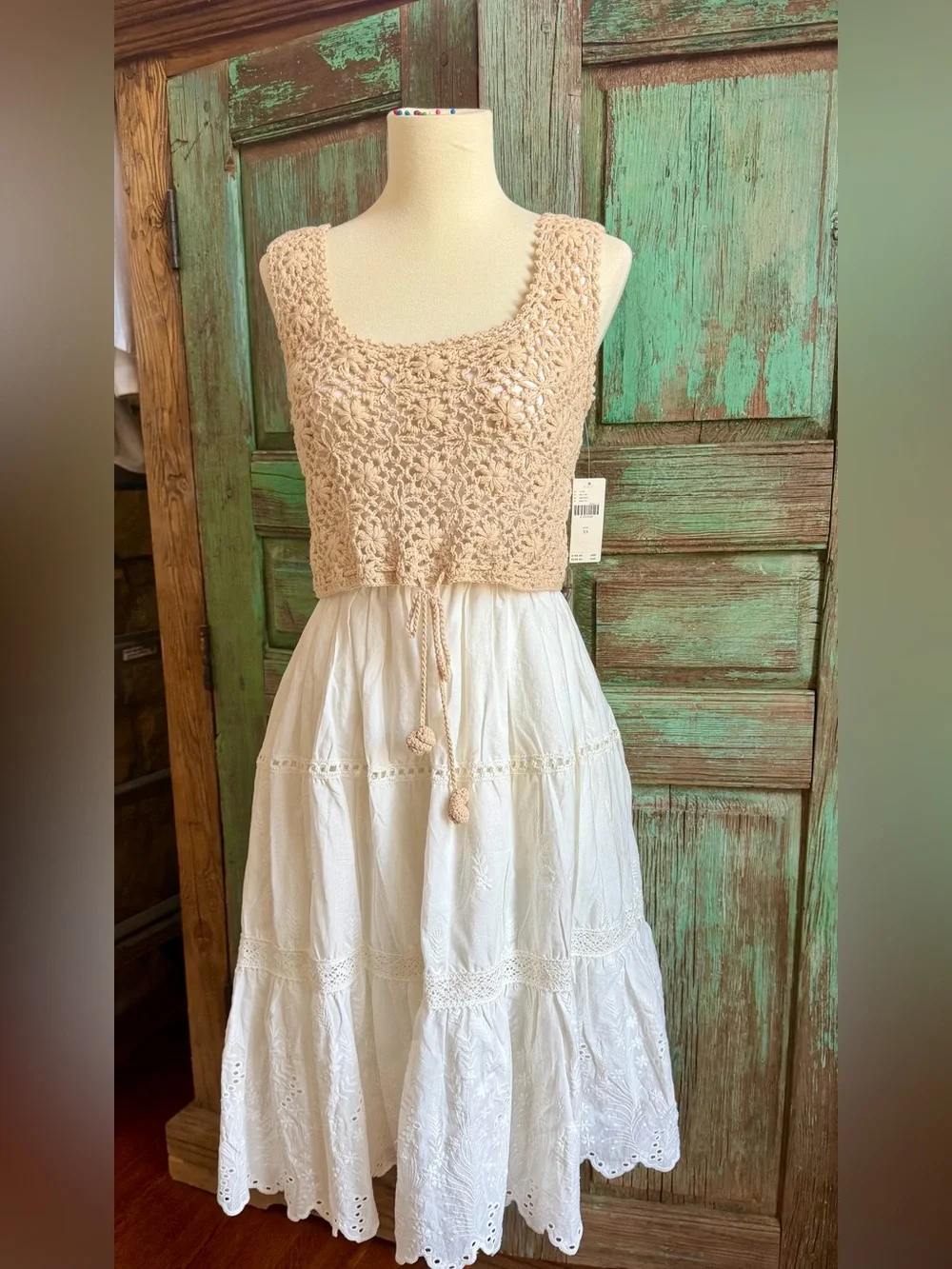 Anthropologie crochet bodice dress